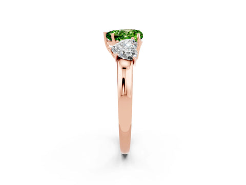 Rose gold Heart Cut Peridot Three-Stone Ring with Four-Prong Setting and Classic Band_2