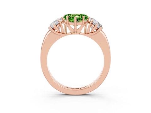 Rose gold Heart Cut Peridot Three-Stone Ring with Four-Prong Setting and Classic Band_3