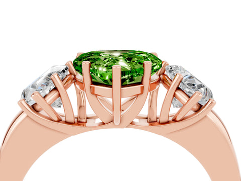 Rose gold Heart Cut Peridot Three-Stone Ring with Four-Prong Setting and Classic Band_4