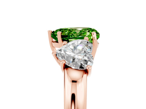 Rose gold Heart Cut Peridot Three-Stone Ring with Four-Prong Setting and Classic Band_5
