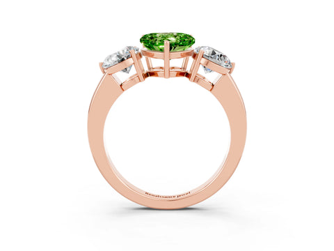 Rose gold Heart Cut Peridot Three-Stone Ring with Prong Setting and Classic Band_3