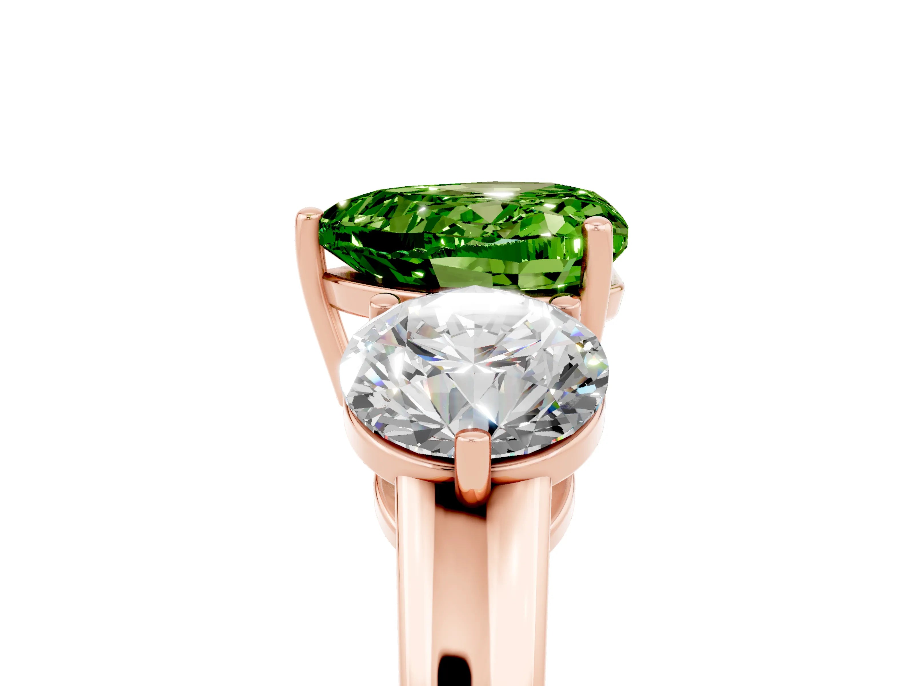 Rose gold Heart Cut Peridot Three-Stone Ring with Prong Setting and Classic Band_5