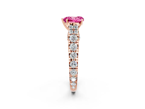 Rose gold Heart Cut Pink Sapphire Classic Solitaire Ring with Pavé Band and Four-Prong Setting_14