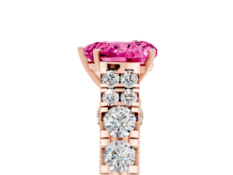 Rose gold Heart Cut Pink Sapphire Classic Solitaire Ring with Pavé Band and Four-Prong Setting_17