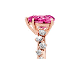 Rose gold Heart Cut Pink Sapphire Cluster Side Stone Solitaire Ring with Prong Setting_53