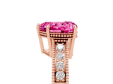 Rose gold Heart Cut Pink Sapphire Engagement Ring with Milgrain Channel Set Band and Prong Setting_29