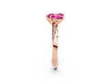 Rose gold Heart Cut Pink Sapphire Engagement Ring with Side Stone Accents and Four-Prong Setting_50