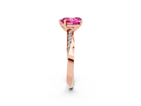 Rose gold Heart Cut Pink Sapphire Engagement Ring with Side Stone Accents and Four-Prong Setting_50