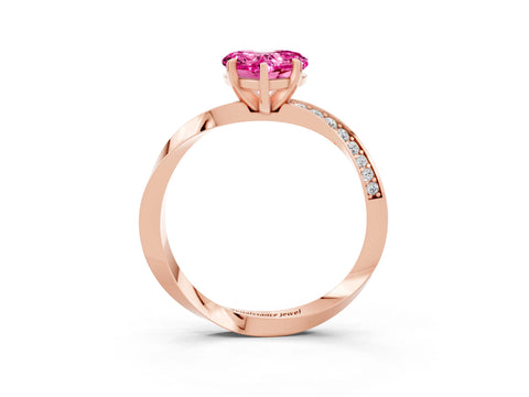 Rose gold Heart Cut Pink Sapphire Engagement Ring with Side Stone Accents and Four-Prong Setting_51