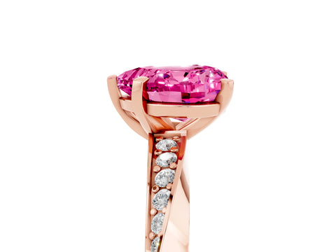 Rose gold Heart Cut Pink Sapphire Engagement Ring with Side Stone Accents and Four-Prong Setting_53