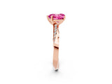 Rose gold Heart Cut Pink Sapphire Engagement Ring with Side Stone Accents and Four-Prong Setting_62