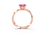 Rose gold Heart Cut Pink Sapphire Engagement Ring with Side Stone Accents and Four-Prong Setting_63
