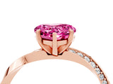 Rose gold Heart Cut Pink Sapphire Engagement Ring with Side Stone Accents and Four-Prong Setting_64