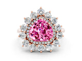 Rose gold Heart Cut Pink Sapphire Floral Double Halo Engagement Ring with Prong Setting_60