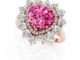 Rose gold Heart Cut Pink Sapphire Floral Double Halo Engagement Ring with Prong Setting_61
