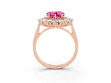 Rose gold Heart Cut Pink Sapphire Floral Double Halo Engagement Ring with Prong Setting_63