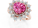 Rose gold Heart Cut Pink Sapphire Floral Double Halo Engagement Ring with Prong Setting_67