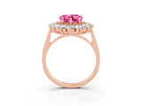 Rose gold Heart Cut Pink Sapphire Floral Double Halo Engagement Ring with Prong Setting_69
