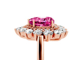Rose gold Heart Cut Pink Sapphire Floral Double Halo Engagement Ring with Prong Setting_71