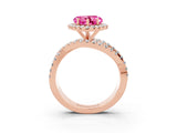 Rose gold Heart Cut Pink Sapphire Halo Ring with Round Split Shank and Prong Setting_51