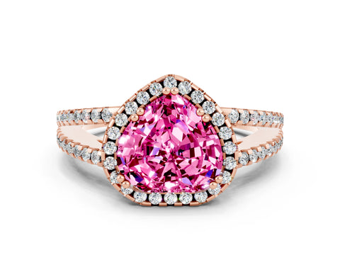 Rose gold Heart Cut Pink Sapphire Halo Split Shank Engagement Ring_12