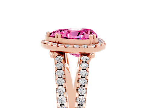 Rose gold Heart Cut Pink Sapphire Halo Split Shank Engagement Ring_17