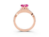 Rose gold Heart Cut Pink Sapphire Halo Twist Band Solitaire Prong Setting Ring_27