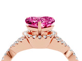 Rose gold Heart Cut Pink Sapphire  Halo Twist Band Solitaire Prong Setting Ring_40