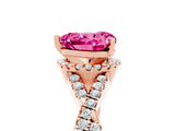 Rose gold Heart Cut Pink Sapphire  Halo Twist Band Solitaire Prong Setting Ring_41