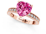 Rose gold Heart Cut Pink Sapphire Milgrain Pavé Engagement Ring with Four-Prong Setting_37