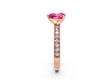 Rose gold Heart Cut Pink Sapphire Milgrain Pavé Engagement Ring with Four-Prong Setting_38