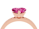 Rose gold Heart Cut Pink Sapphire Milgrain Pavé Engagement Ring with Four-Prong Setting_40