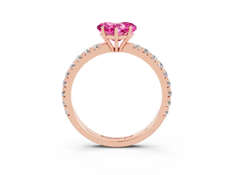 Rose gold Heart Cut Pink Sapphire Pavé Solitaire Engagement Ring with Four-Prong Setting_15