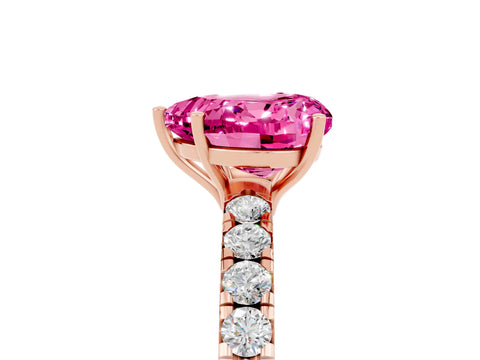 Rose gold Heart Cut Pink Sapphire Pavé Solitaire Engagement Ring with Four-Prong Setting_17