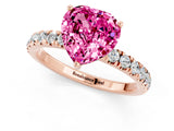 Rose gold Heart Cut Pink Sapphire Pave Band Solitaire Ring with Four-Prong Setting_61