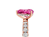 Rose gold Heart Cut Pink Sapphire Pave Band Solitaire Ring with Four-Prong Setting_65