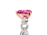 Rose gold Heart Cut Pink Sapphire Prong Setting with Side Stones on a Pave Band_29