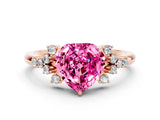 Rose gold Heart Cut Pink Sapphire Ring with Side Stones and Four-Prong Setting_60