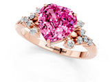 Rose gold Heart Cut Pink Sapphire Ring with Side Stones and Four-Prong Setting_61