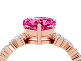 Rose gold Heart Cut Pink Sapphire Scattered Round Accent Ring with Prong Setting_28