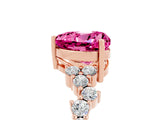 Rose gold Heart Cut Pink Sapphire Scattered Round Accent Ring with Prong Setting_29