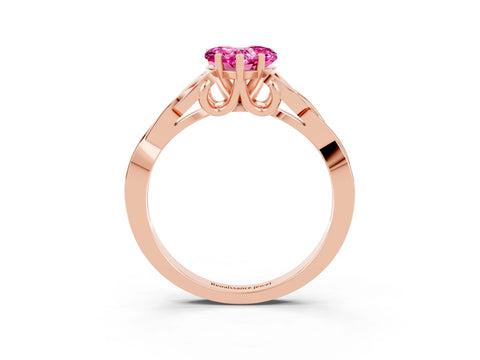 Rose gold Heart Cut Pink Sapphire Solitaire Celtic Knot Ring with Four-Prong Setting_39