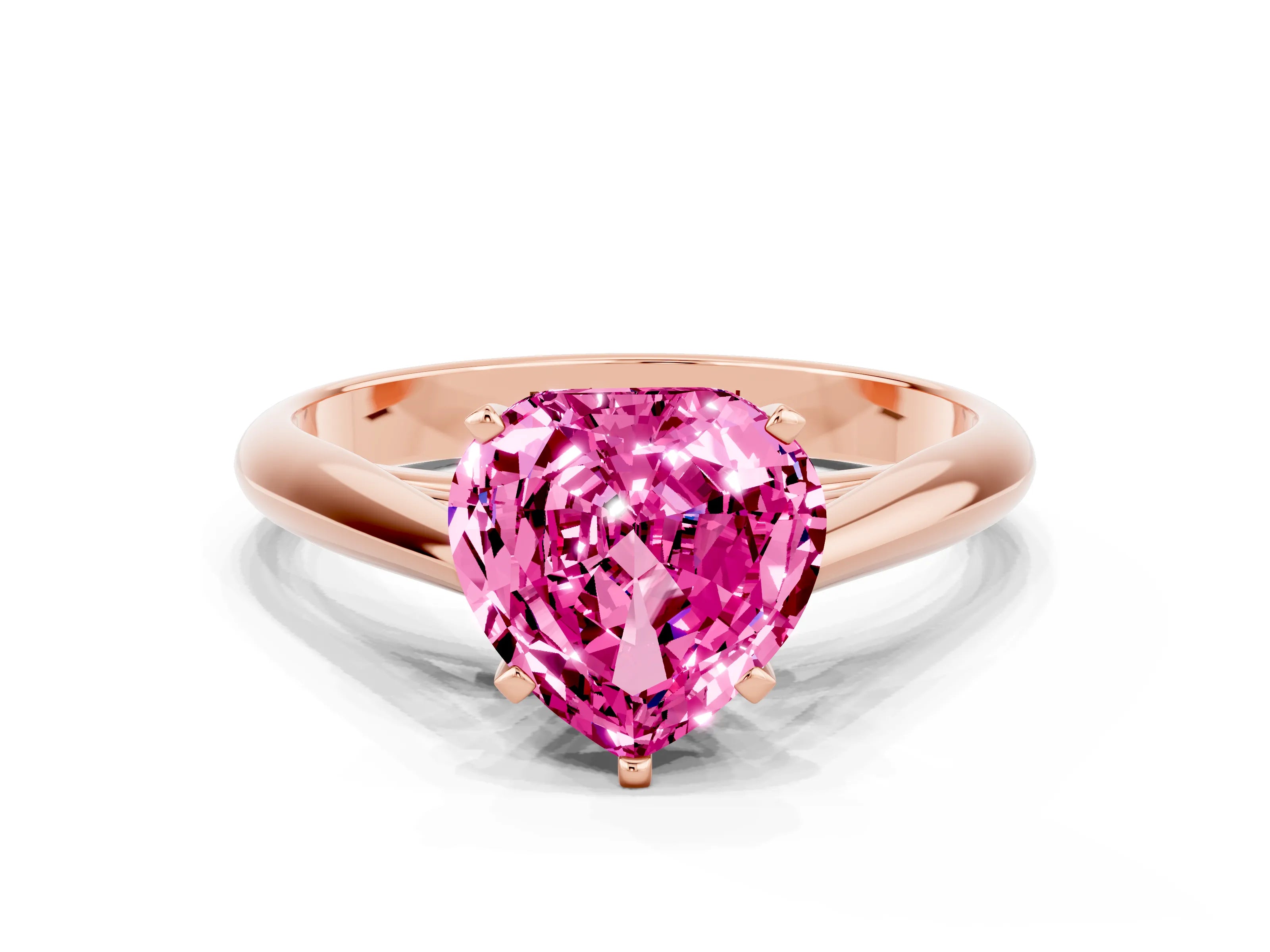 Rose gold Heart Cut Pink Sapphire Solitaire Engagement Ring with Cathedral Setting and Four-Prong Mount_12