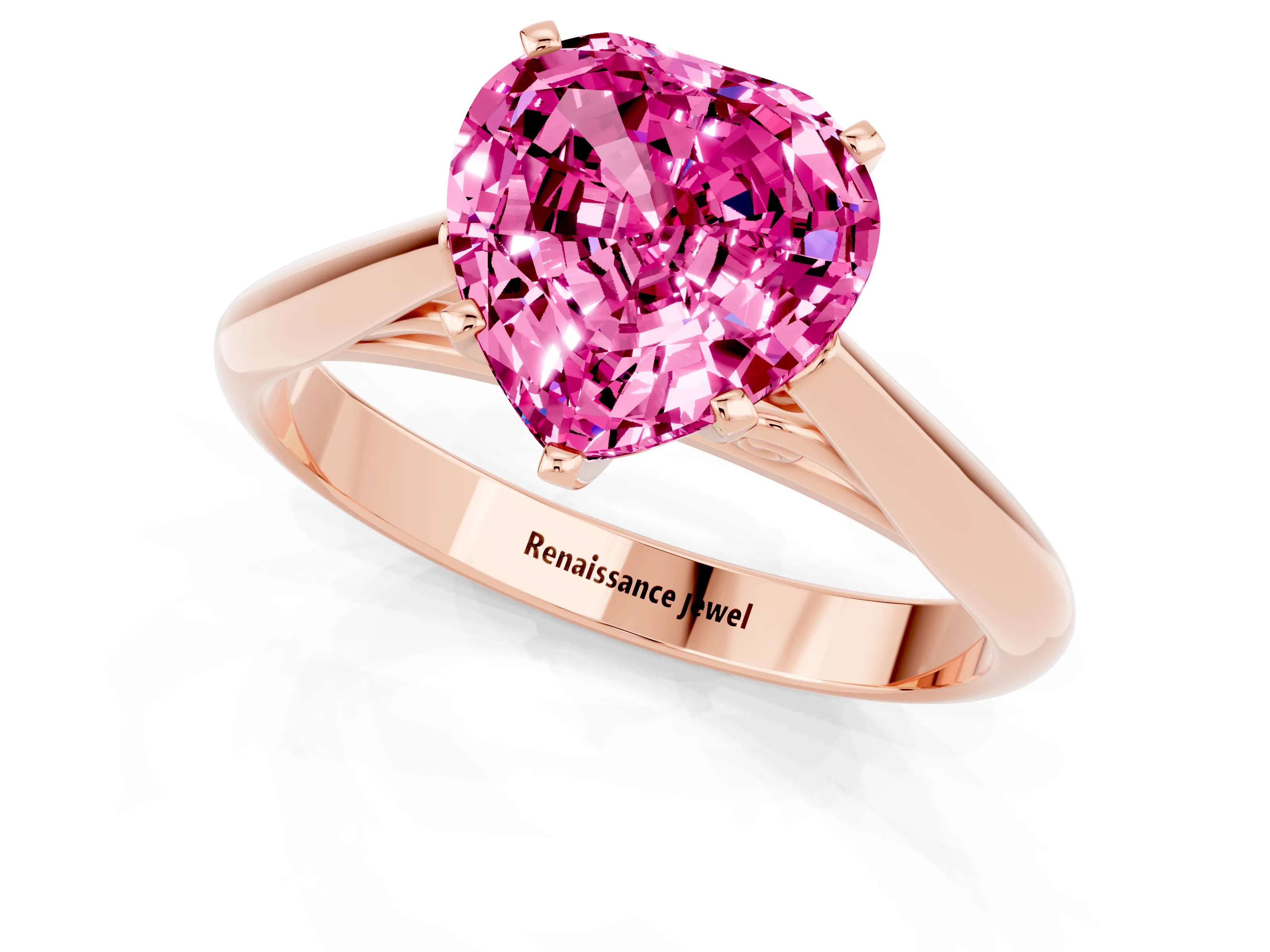 Rose gold Heart Cut Pink Sapphire Solitaire Engagement Ring with Cathedral Setting and Four-Prong Mount_13