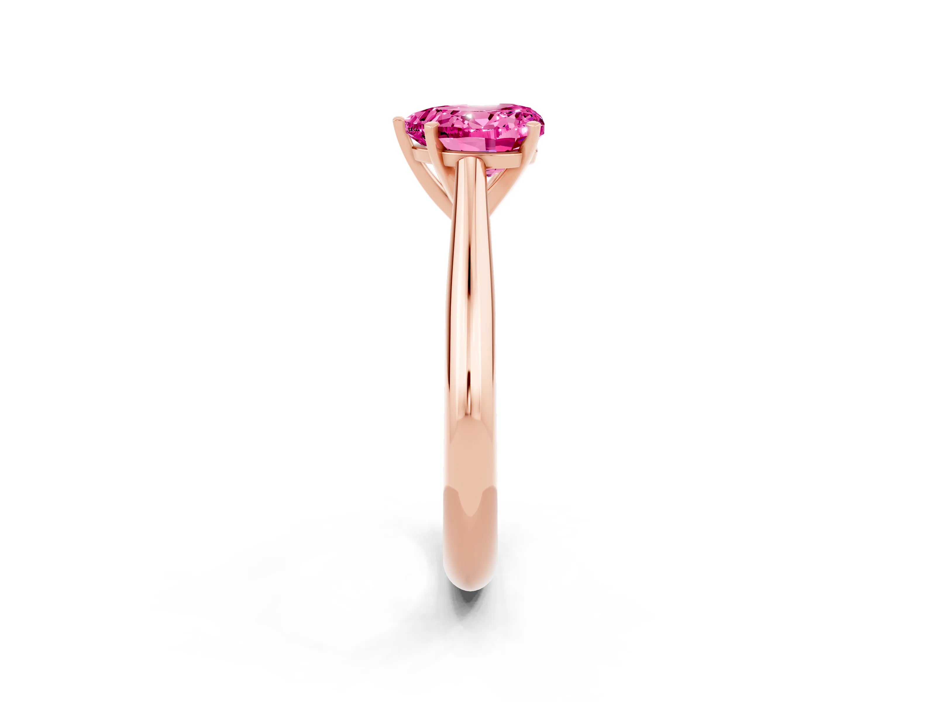 Rose gold Heart Cut Pink Sapphire Solitaire Engagement Ring with Cathedral Setting and Four-Prong Mount_14