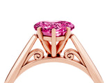 Rose gold Heart Cut Pink Sapphire Solitaire Engagement Ring with Cathedral Setting and Four-Prong Mount_70