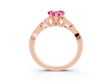 Rose gold Heart Cut Pink Sapphire Solitaire Engagement Ring with Celtic Knot Band and Four-Prong Setting_27