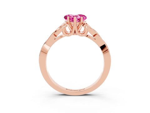 Rose gold Heart Cut Pink Sapphire Solitaire Engagement Ring with Celtic Knot Band and Four-Prong Setting_27