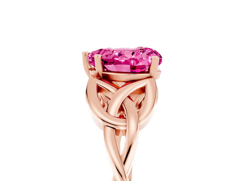 Rose gold Heart Cut Pink Sapphire Solitaire Engagement Ring with Celtic Knot Band and Four-Prong Setting_29