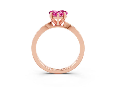 Rose gold Heart Cut Pink Sapphire Solitaire Engagement Ring with Classic Band and Four-Prong Setting_63